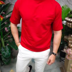 Tricou de barbati Rosu cu guler rotund TR1066 3