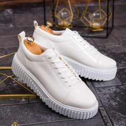 Adidasi de barbati albi cu talpa inalta ultra light – AD633 3
