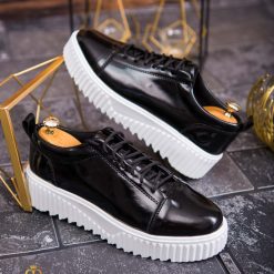 Adidasi de barbati negri cu talpa inalta ultra light – AD634 4