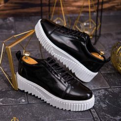 Adidasi de barbati negri cu talpa inalta ultra light – AD634 5