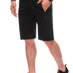 Bermude cu buzunare laterale cu fermoar-BARBATI-IMBRACAMINTE/Pantaloni si colanti