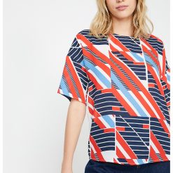 Bluza cu maneci scurte si model geometric-FEMEI-IMBRACAMINTE/Bluze
