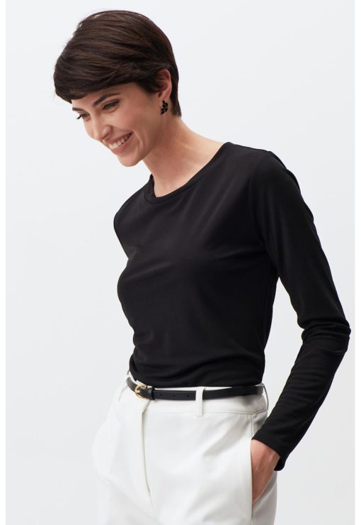 Bluza cu model uni si decupaj pe partea din spate-FEMEI-IMBRACAMINTE/Bluze
