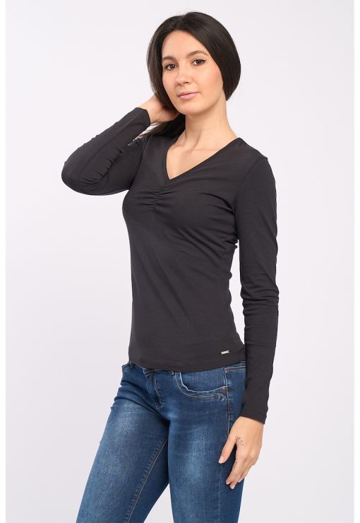 Bluza dama de nuanta uniforma - Alb-FEMEI-IMBRACAMINTE/Bluze