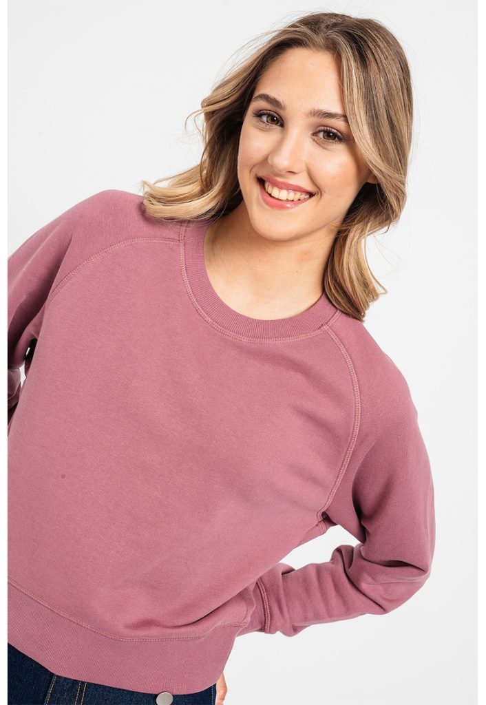 Bluza sport crop cu maneci raglan-FEMEI-IMBRACAMINTE/Hanorace