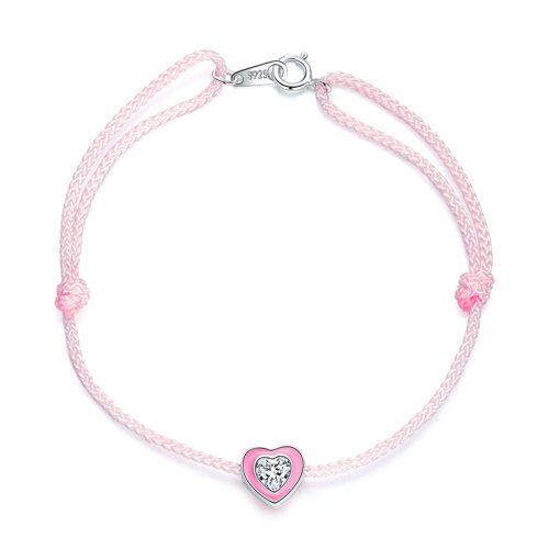 Bratara de glezna din argint Pink Heart-Bratari >> Bratari din argint