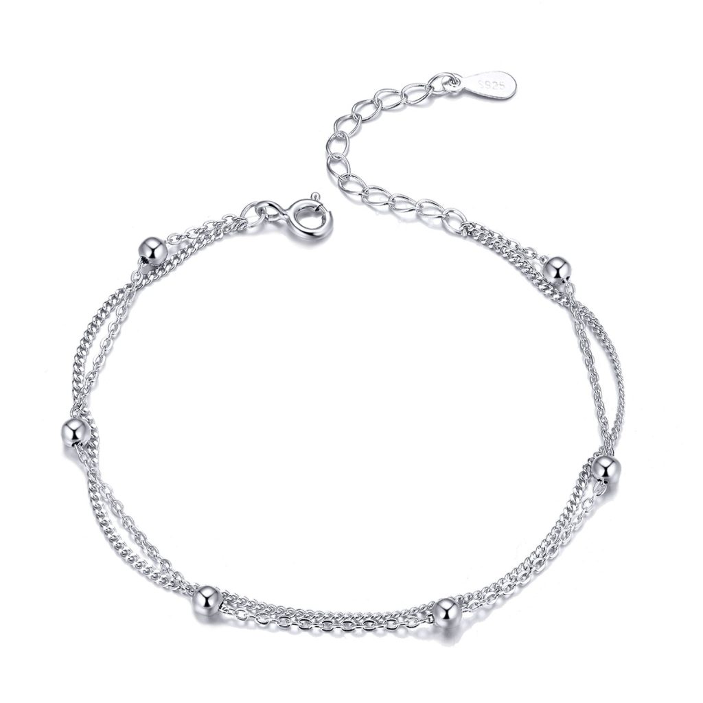 Bratara din argint Double Chains Beads-Bratari