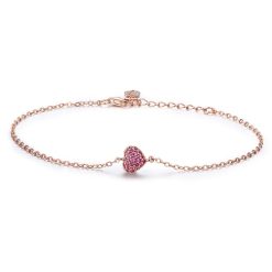 Bratara din argint Rose Gold Pink Heart-Bratari >> Bratari din argint