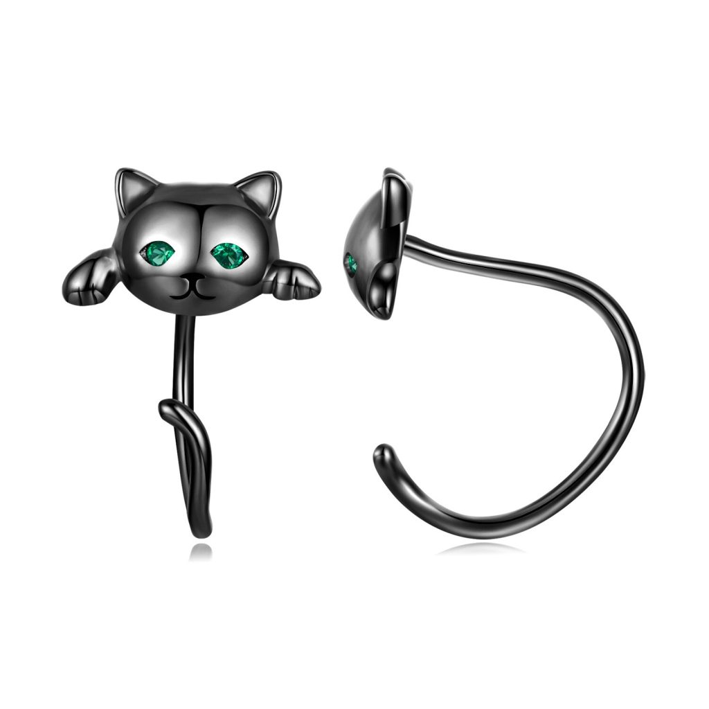 Cercei din argint Black Cats Cuffs-Cercei >> Cercei din argint