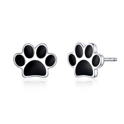 Cercei din argint Black Enamel Paws-Cercei >> Cercei din argint