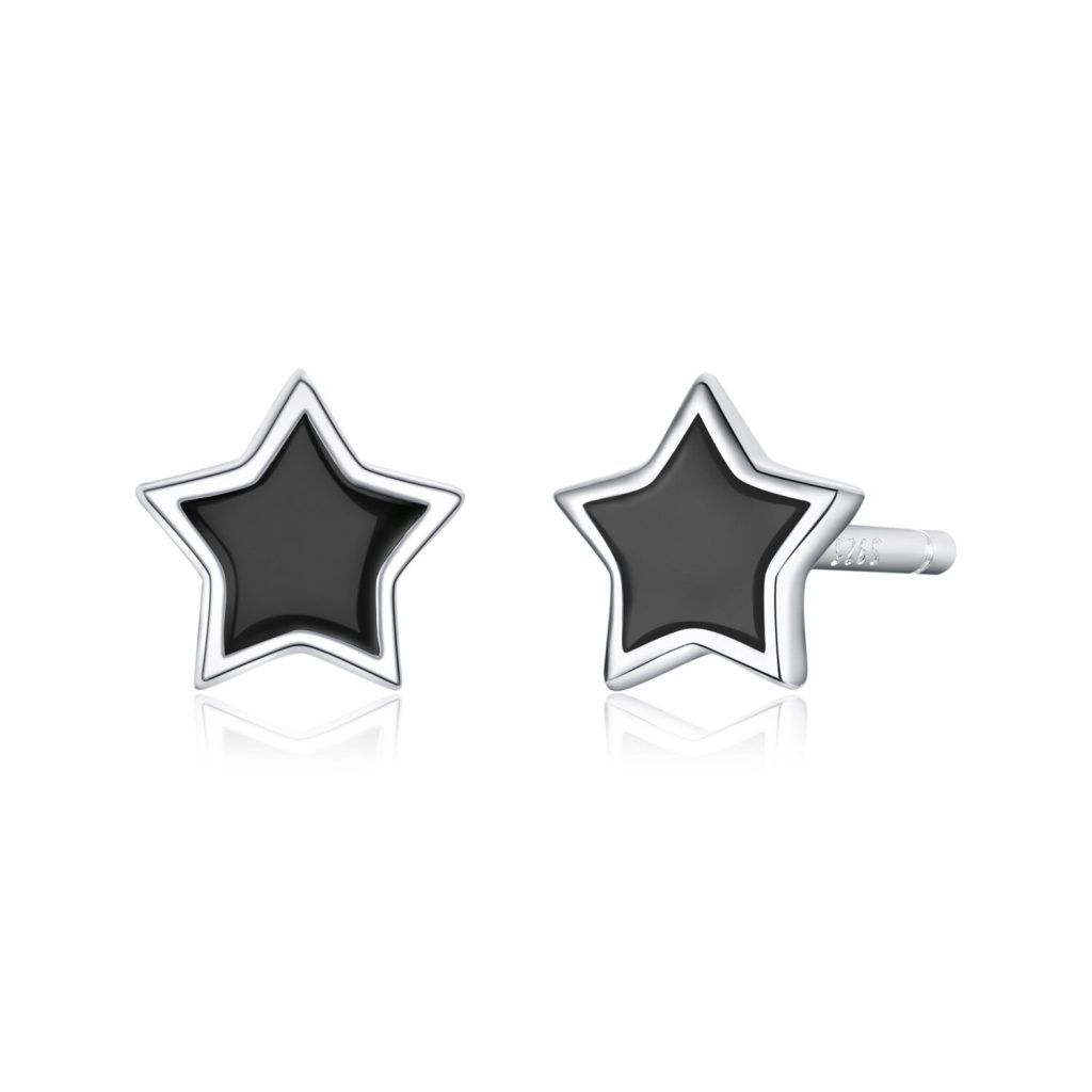 Cercei din argint Black Stars Studs-Cercei