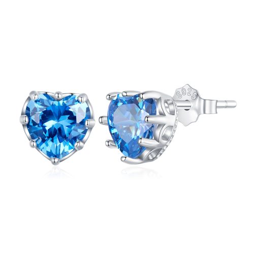 Cercei din argint Blue Crystal Heart-Cercei >> Cercei din argint