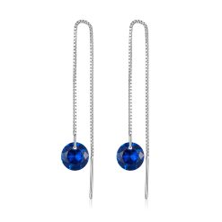 Cercei din argint Blue Crystal Long Chain-Cercei >> Cercei din argint