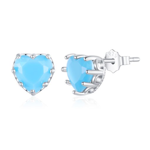 Cercei din argint Blue Matte Crystal Heart-Cercei >> Cercei din argint