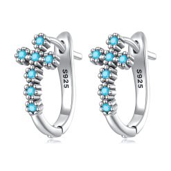 Cercei din argint Blue Studded Cross-Cercei >> Cercei din argint