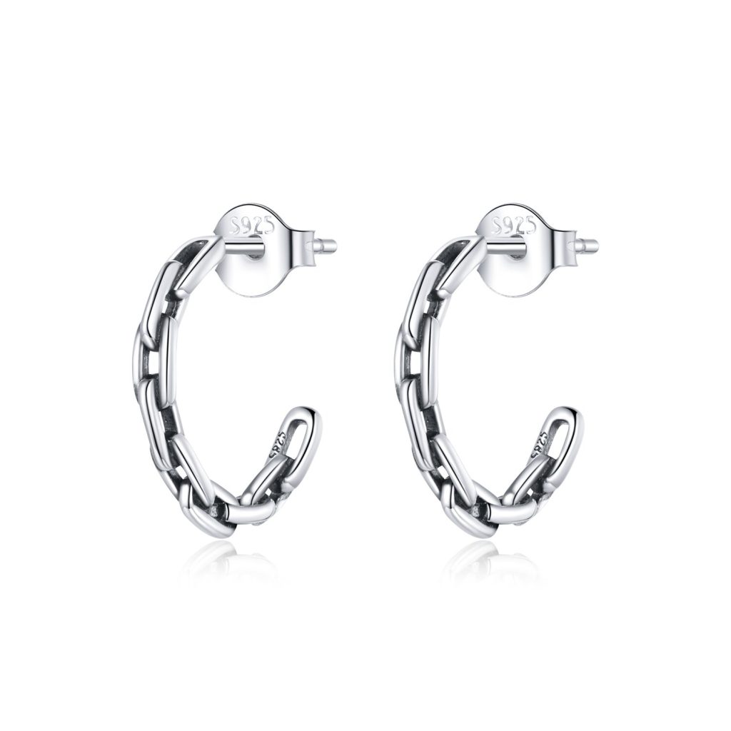 Cercei din argint Chain Hoops-Cercei