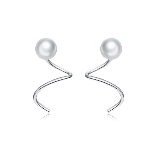 Cercei din argint Circle Pearl Earrings-Cercei >> Cercei din argint