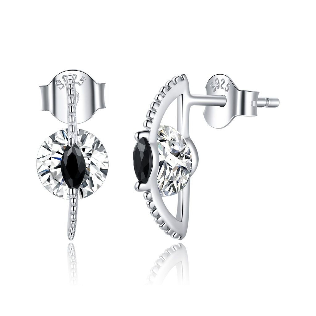 Cercei din argint Crystal Black Studs-Cercei >> Cercei din argint