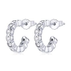 Cercei din argint Crystal Studded Hoops-Cercei >> Cercei din argint