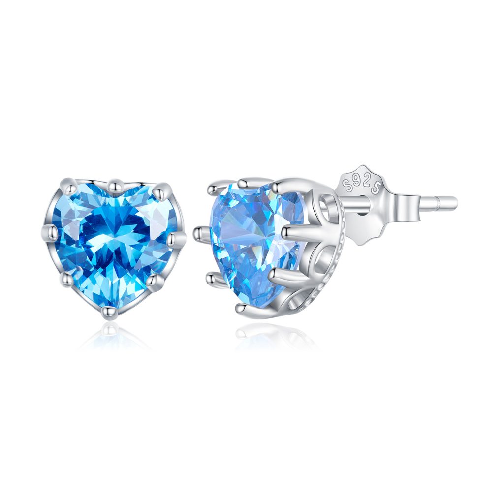 Cercei din argint Dark Blue Crystal Heart-Cercei >> Cercei din argint