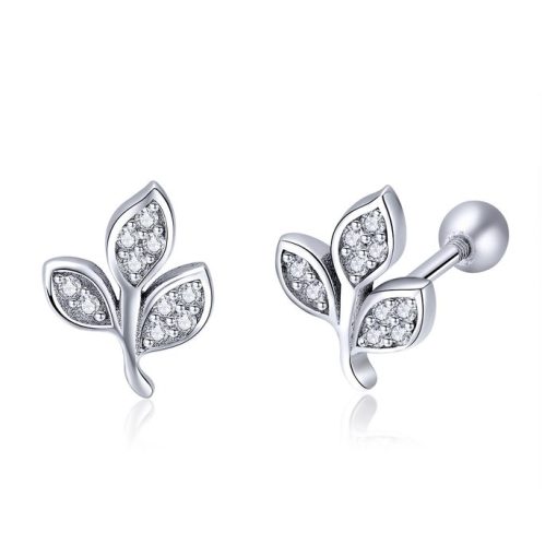 Cercei din argint Dazzling Little Leaf-Cercei >> Cercei din argint
