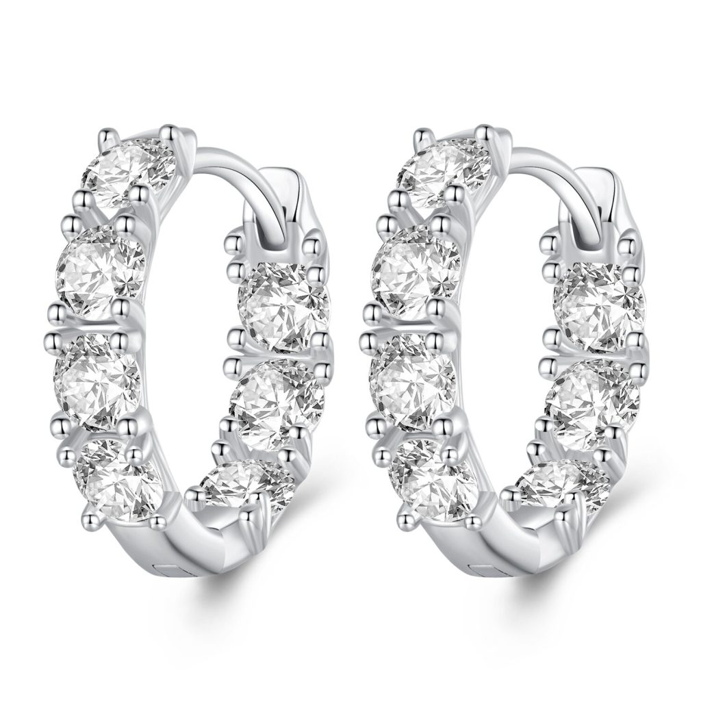 Cercei din argint Double Crystal Hoops-Cercei >> Cercei din argint