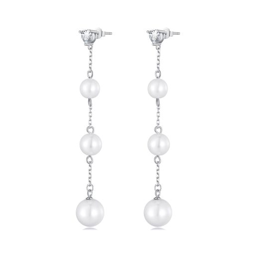 Cercei din argint Elegant Pearl Heart-Cercei >> Cercei din argint
