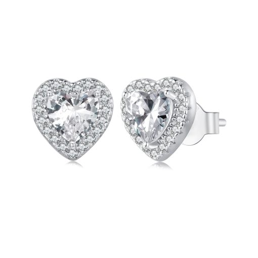 Cercei din argint Gemstone Heart Studs-Cercei >> Cercei din argint
