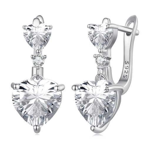 Cercei din argint Glamour Crystal Heart-Cercei >> Cercei din argint