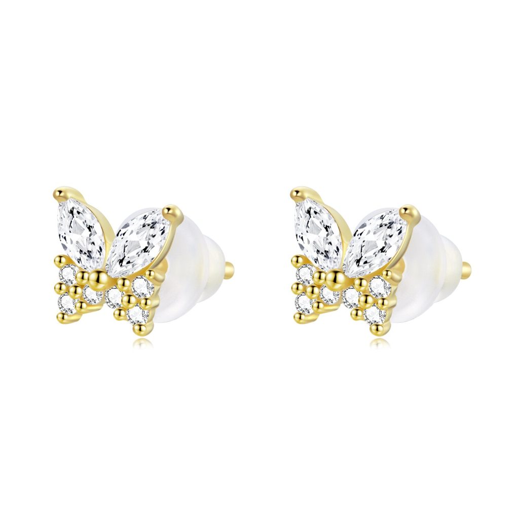 Cercei din argint Glamour Gold Butterfly-Cercei >> Cercei din argint