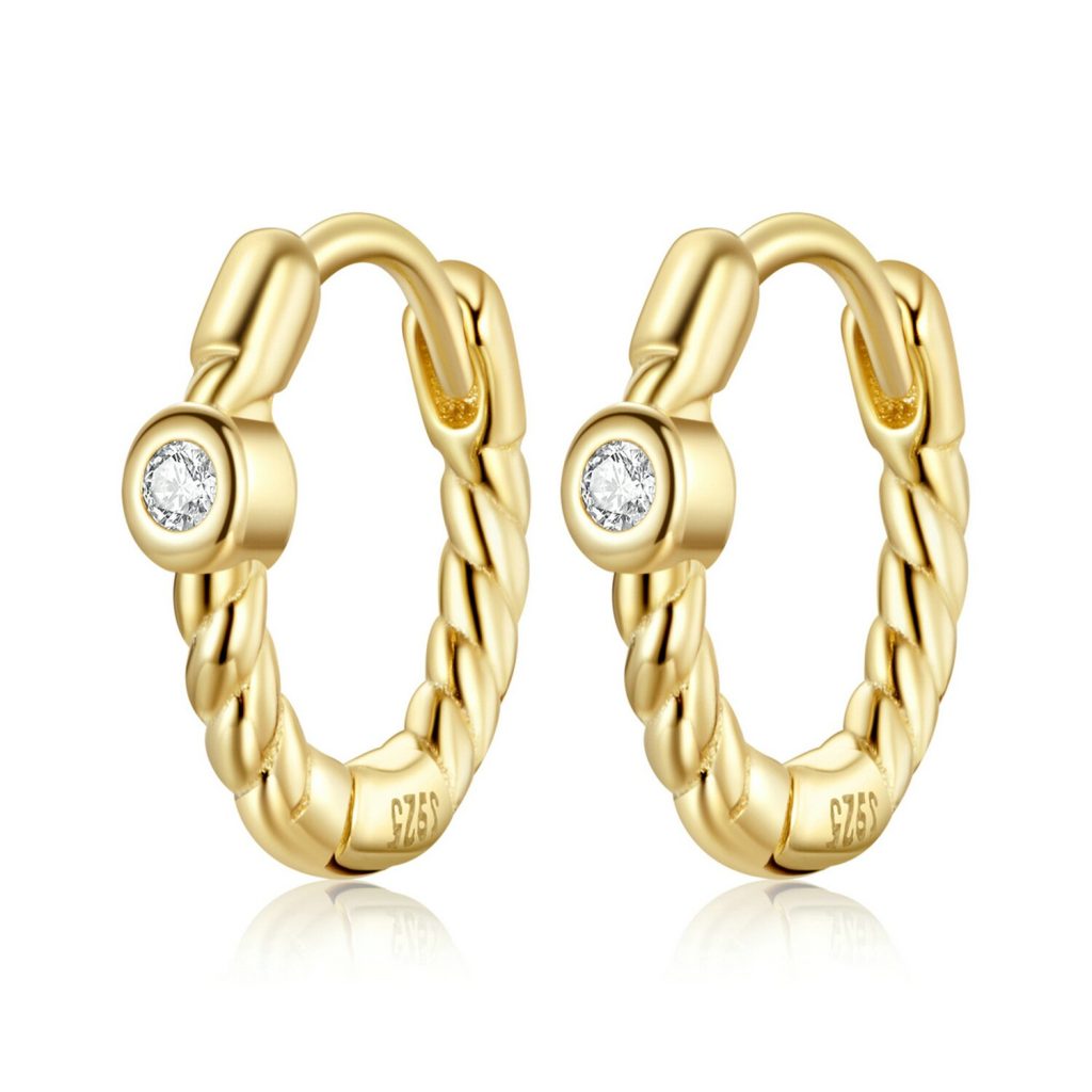 Cercei din argint Golden Twisted Stud-Cercei >> Cercei din argint