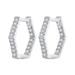 Cercei din argint Hexagonal Sparkle Studs-Cercei >> Cercei din argint