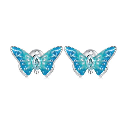 Cercei din argint Light Blue Butterflies-Cercei >> Cercei din argint
