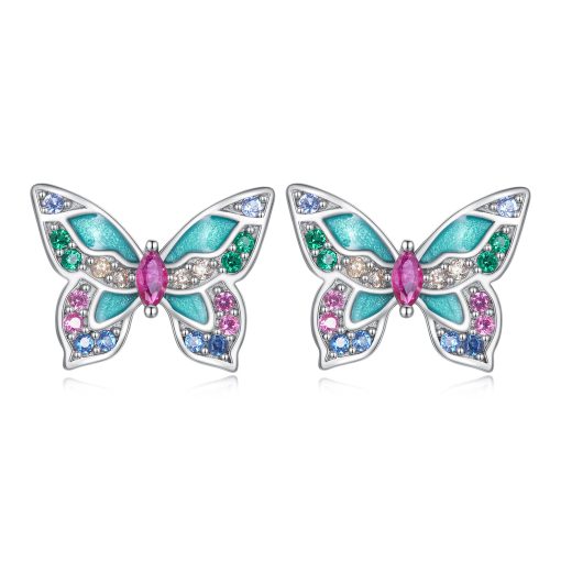 Cercei din argint Multicolor Butterfly-Cercei >> Cercei din argint