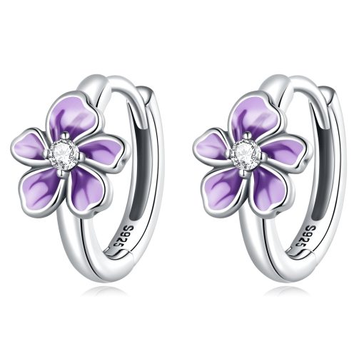 Cercei din argint Precious Purple Flowers-Cercei >> Cercei din argint