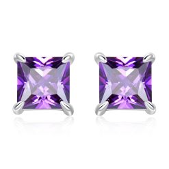 Cercei din argint Purple Crystal Squares-Cercei >> Cercei din argint