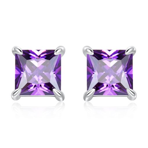 Cercei din argint Purple Crystal Squares-Cercei >> Cercei din argint