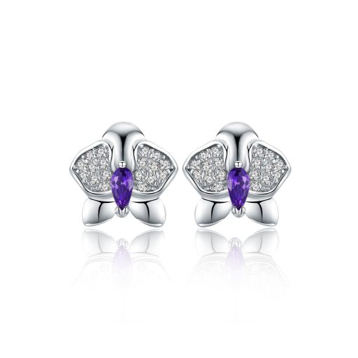 Cercei din argint Purple Orchid-Cercei >> Cercei din argint