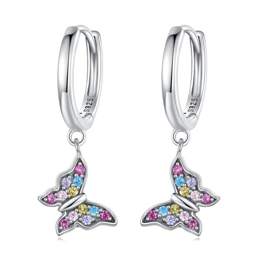 Cercei din argint Rainbow Crystal Butterfly-Cercei >> Cercei din argint