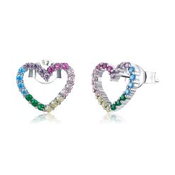 Cercei din argint Rainbow Shiny Hearts-Cercei