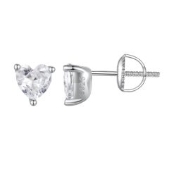 Cercei din argint Simple Crystal Heart-Cercei >> Cercei din argint