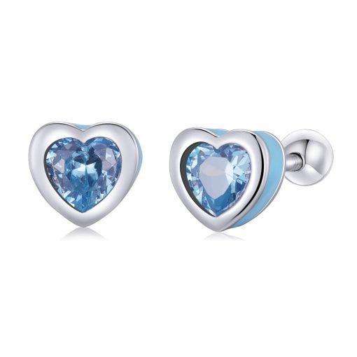 Cercei din argint Small Blue Hearts-Cercei >> Cercei din argint