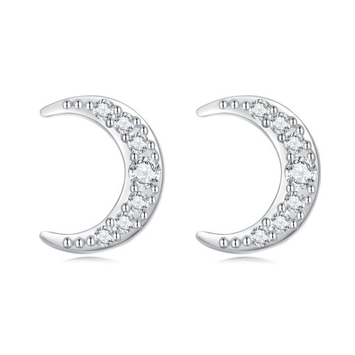 Cercei din argint Studded Moon-Cercei >> Cercei din argint