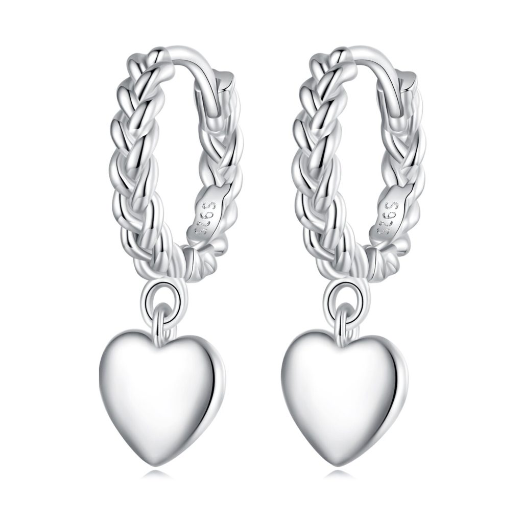 Cercei din argint Twisted Chain Heart-Cercei >> Cercei din argint