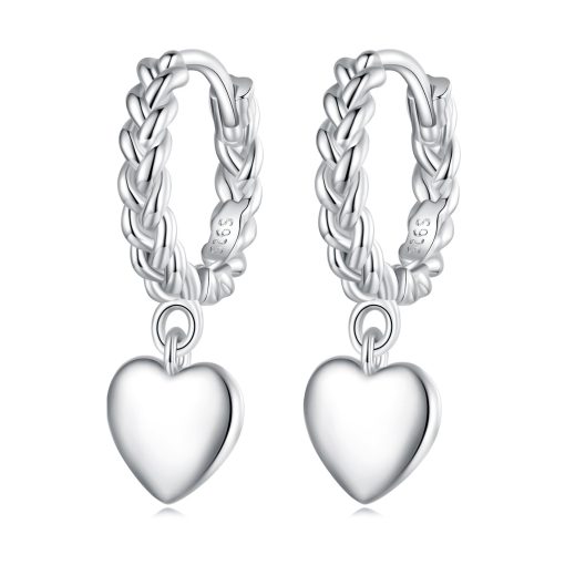 Cercei din argint Twisted Chain Heart-Cercei >> Cercei din argint