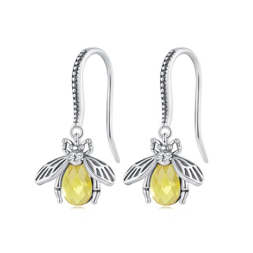 Cercei din argint Yellow Crystal Bee-Cercei >> Cercei din argint