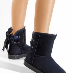 Cizme imblanite dama Nereida navy-Cizme fara toc-Cizme tip UGG