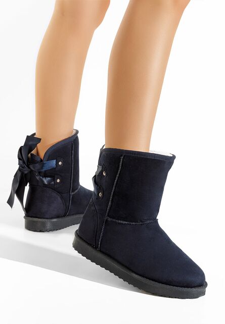 Cizme imblanite dama Nereida navy-Cizme fara toc-Cizme tip UGG