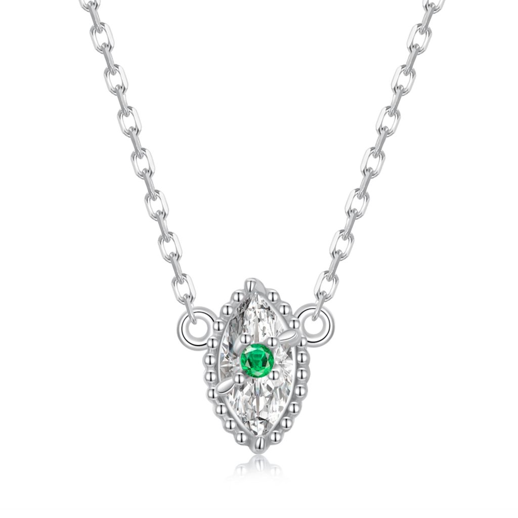 Colier reglabil din argint Small Green Crystal-Coliere >> Coliere din argint