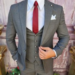 Costum elegant de barbati Slim Fit Sacou Vesta si Pantalon C3929 4